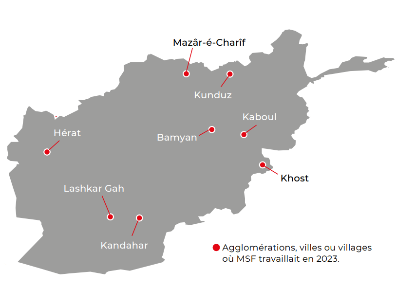 carte où MSF est acti en 2023