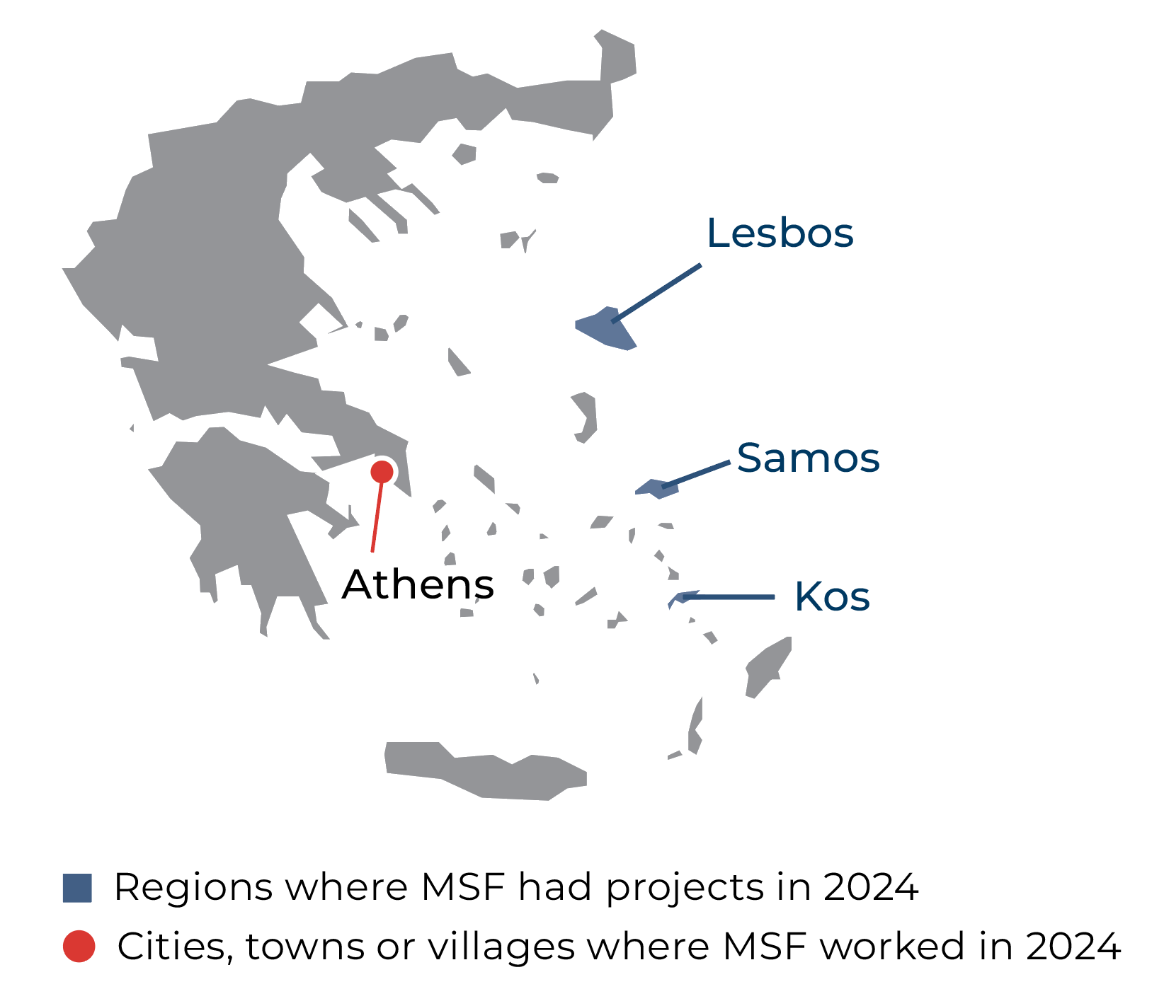 MAP OF MSF ACTIVITIES IN GREECE