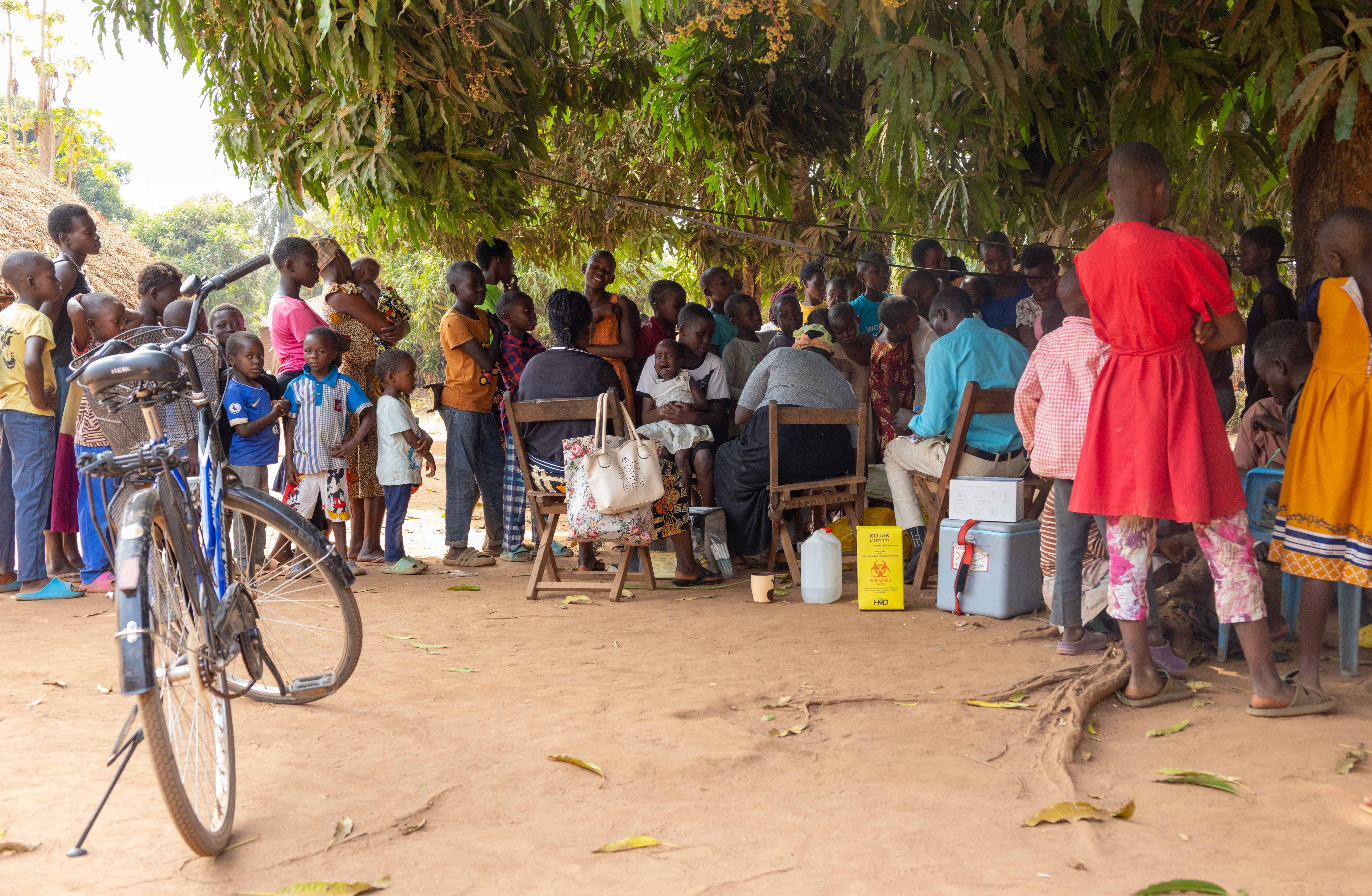 People waiting in line for vaccination