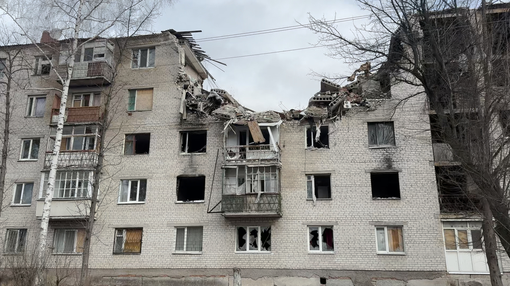 damaged buildings in Ukraine