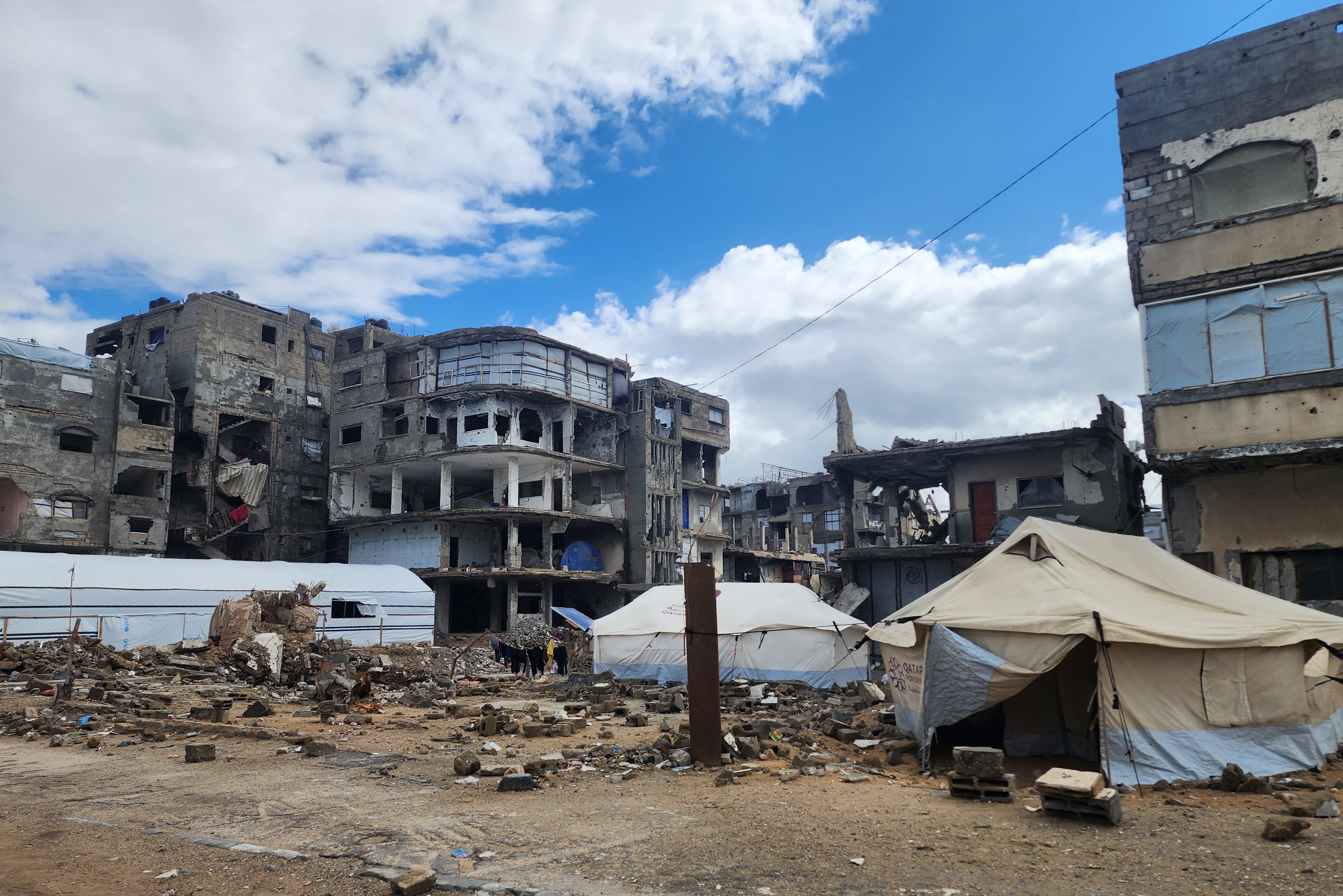 tents in Gaza city