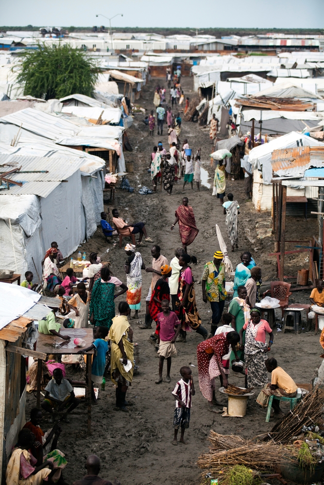 Le camp de Malakal le 14 juin 2016, lorsque la saison des pluies a commencée et a rendu les conditions de vie encore plus compliquées © Albert Gonzalez Farran / MSF