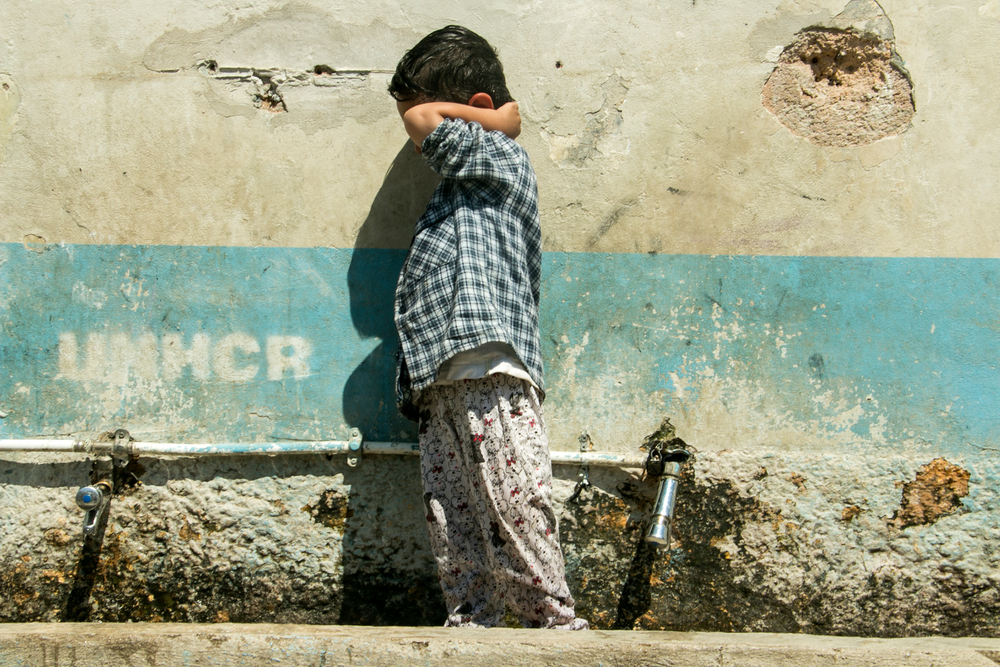 Un enfant dans le camp de Moria, sur l'île grecque de Lesbos