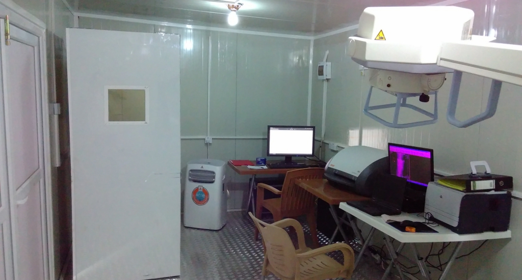 another view of the X-ray container-room in the Hamam Al Alil emergency hospital, Iraq